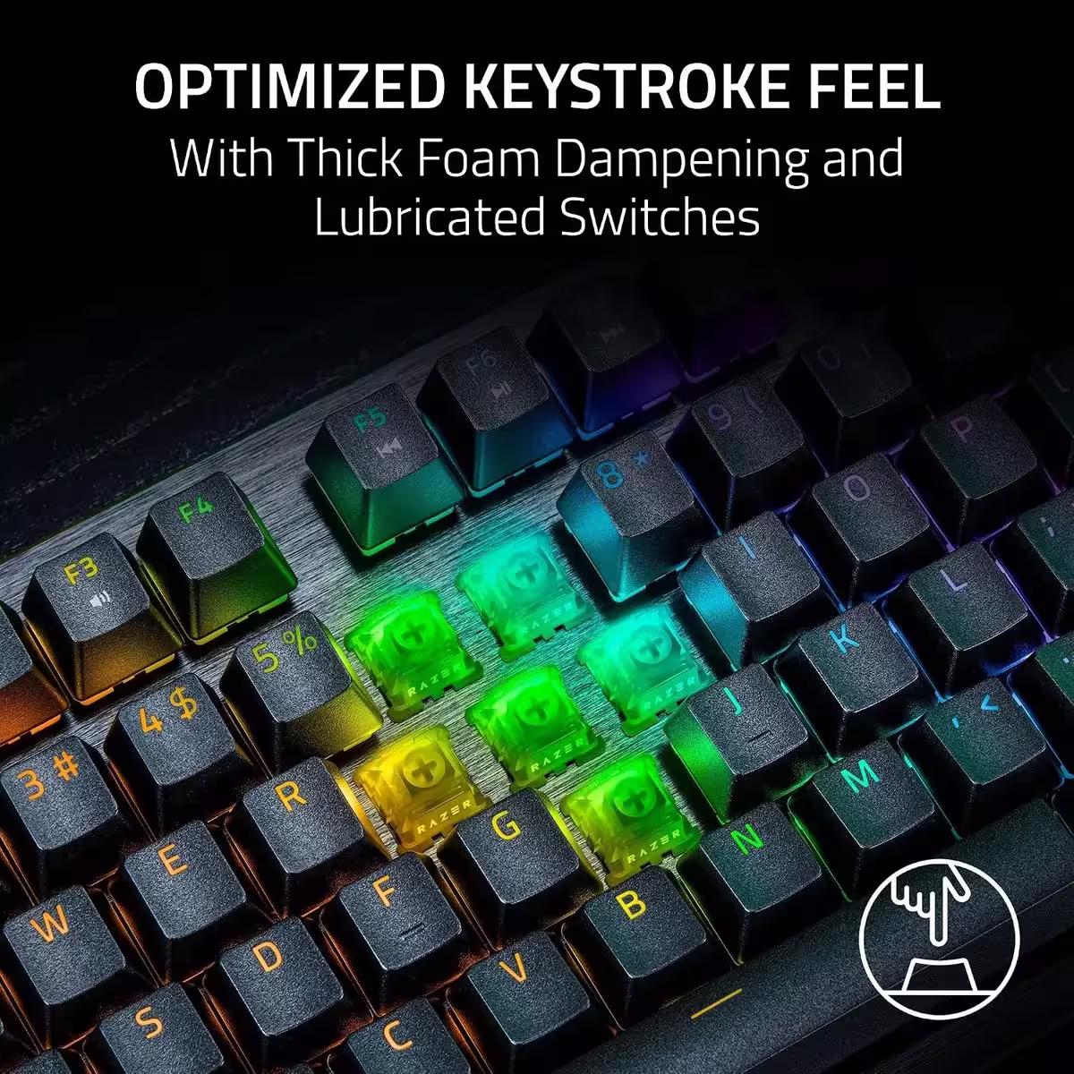 Detalhe das teclas do Razer Huntsman V3 HE Magnetic TKL